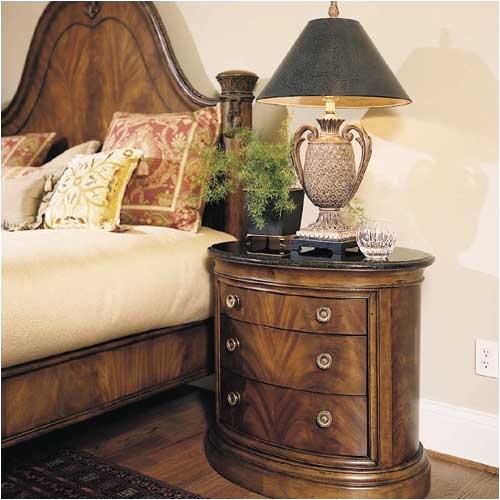 Bob Mackie Home Classics Oval Nightstand with Black Granite Top by American Drew