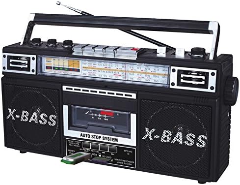 QFX AM/FM/SW1-SW2 4 Band Radio and Cassette to MP3 Converter, and Recorder with USB/SD/MP3 Player