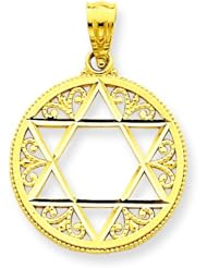 14K Yellow Gold Filigree Star of David Pendant Charm