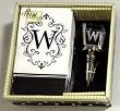 Gift Set of 30 Monogram Paper Guest Towels and 1 Monogram Glass Winestopper - W Gift Set of 30 Monogram Paper Guest Towels and 1 Monogram Glass Winestopper - W