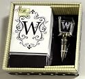 Gift Set of 30 Monogram Paper Guest Towels and 1 Monogram Glass Winestopper - W