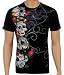 Ring of Fire Skulls and Red Roses Cotton Adult Mens Fashion T-Shirt