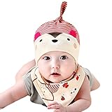 （サクララ）Sakulala ベビー 赤ちゃん 新生児用　帽子 ハット 角 付き キャップ と スタイ ビブ よだれ掛け 子ども 幼児 綿 女の子 男の子 2 点セット クバ