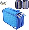 ZJchao 72 Piece Colors Pencil Case Pen Bag Pouch Stationary Case with Large Capacity Oxford Multi-layer Makes Your Pencils Organized(Blue)