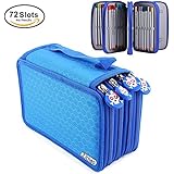 ZJchao 72 Piece Colors Pencil Case Pen Bag Pouch Stationary Case with Large Capacity Oxford Multi-layer Makes Your Pencils Organized(Blue)