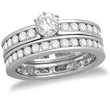 14k White Gold Round Diamond Engagement Ring w/ Channel-Set Round Diamonds and Matching Band (1/2 ct center, 2.27 cttw, G-H Color, I1 Clarity)