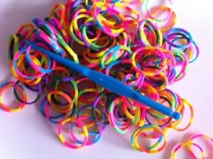 Ateam 600 Pieces Various Color Selection Loom Bandz with 25 Clips (1 Hook for Metallic Color & Tie Dye) (Tie Dye Bright)