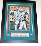 Dan Marino and Mark Clayton DUAL Autographed Miami Dolphins 8x10 Photo Custom Framed