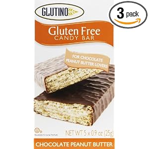 Glutino Chocolate Peanut Butter Candy Bars, 5-Count, 0.9-Ounce Boxes(Pack of 3) by Glutino