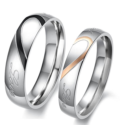 Singring Lover's Heart Shape Titanium Mens Ladies Promise Ring 