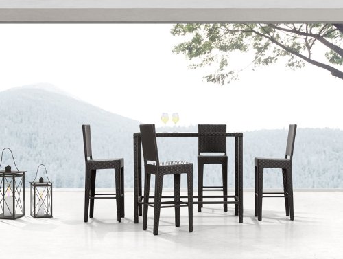 5pc Modern Outdoor UV Treated Weaved Glass Top Dining Table Set - ZO-ANG-T1 product image
