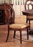 Set of 2 Distressed Brown Wood Finish Dining Chair