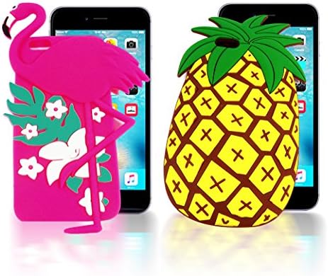 VESSATTA - Bundle Two Pack - Silicone Cases for iPhone 6 PLUS (5.5) - Cute Pineapple and Flamingo Design