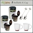 BUY : 2 Ekobrew Refillable K Cup + 2 Halo Bistro Coffee Cup + 2 Saucer Demi Spoon
