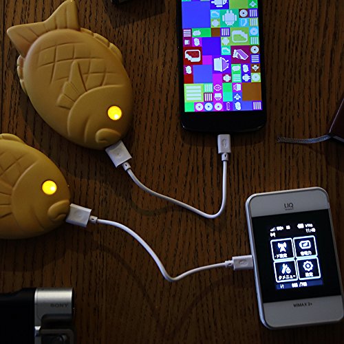 NATURALdesignオリジナル　たいやき型モバイルバッテリー　そそげ！たいやきくん　6000mAh リチウムイオンバッテリー　スマートフォンバッテリー
