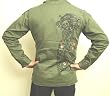 BC Ethic Military Shirt Jacket Distressed Geisha Skull Design Small - XL
