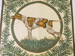 Hunting dog tapestry pillow flat or wall panel French import