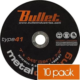 (10 pack) Abrasive Metal Cutting Wheels 7 x .045 x 7 8 by Bullet Industries