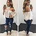 Sunward(TM) Women Sexy Off Shoulder Long Sleeve T Shirt (XLarge, White)
