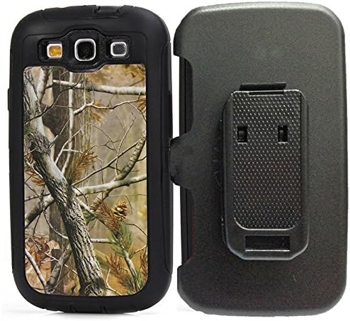 Tecoffer for Samsung Galaxy S3 i9300 Heavy Duty CAMO Shockproof Dirtproof Defender Case Cover with Blet Clip Hoster - Black tree