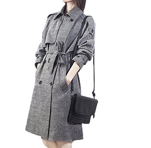 [RSWHYY] レディース コート ヨーロッパ 春秋 トレンチコート ジャケット ダスターコート ウールコート ロングセクション 韓国風 防寒 防風 修身 着痩せ チェック柄 カジュアル スプリングコート