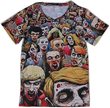 Mafiale Mens V-neck Clown Pattern T-shirt (2XL, Taa0127 Vampires)
