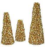 Good Tidings 10-Inch, 14-Inch, and 18-Inch Gold Leaf Christmas Trees, Set of 3