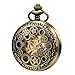 TREEWETO Mens Womens Mechanical Skeleton Pocket Watch Bronze Gear Hollow Case Steampunk Fob Watches with Chain Box