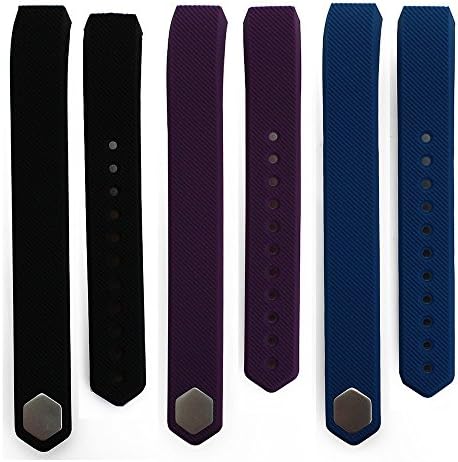 Replacement Bands for Fitbit Alta, 3 Pcs Fashion Silicone Wristband Accessory, Colorful Band Design with Adjustable Large - Black Plum Blue