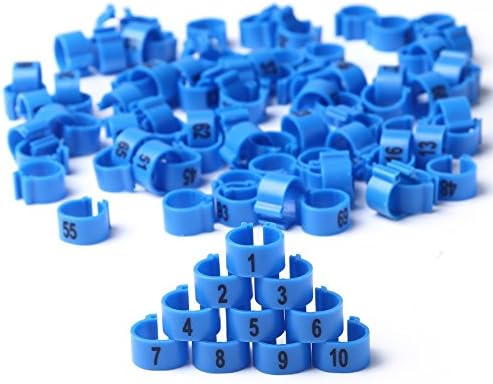 100Pcs Poultry Leg Bands Bird Pigeon Parrot Chicks Rings 10.5mm 1-100 Numbered (B)