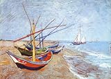Fishing Boats on the Beach at Saints-Maries, c.1888 Art Poster Print by Vincent van Gogh, 28x20