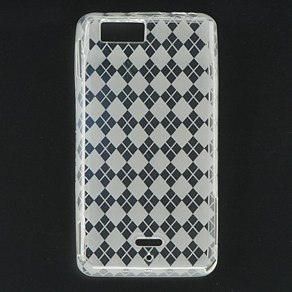 Premium TPU Argyle Flexi Soft Gel Skin for Motorola Droid X, Xtreme Verizon Wireless Flexible See Thru Skin with Clear Checkers Print