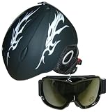 Rebel - Casque de ski moulé enfant avec masque inclus - Noir - Taille M (55-58)