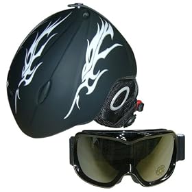 Rebel - Casque de ski moul� enfant avec masque inclus - Noir - Taille M (55-58)