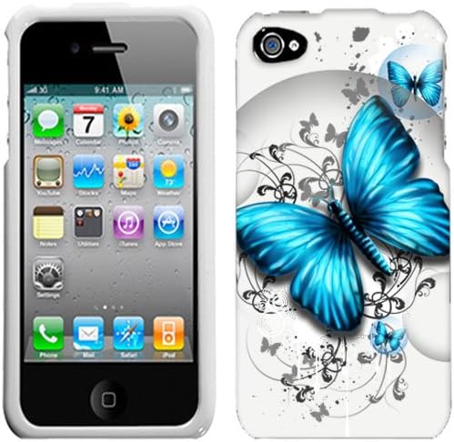Apple iPhone 4 4S Blue Butterfly Hard Case Phone Cover