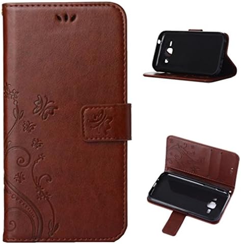 Protection Case Magnet Design Wallet Premium PU Leather Shell Card Holder Flip Stand Brown Cover for Samsung Galaxy J1 SM-J100F 4G