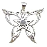 Sterling Silver Rainbow Moonstone Butterfly Pentacle Pendant By Dryad Design