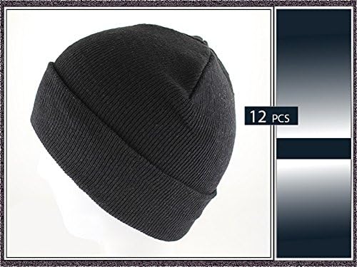 WHOLESALE DOZEN PACK BY SUPERSTAR / ALL BLACK WINTER BEANIE/12 PCS