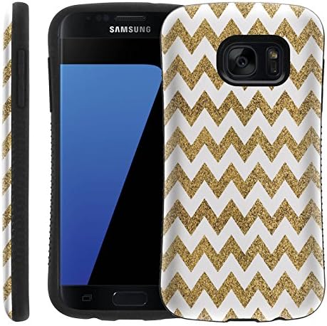 [Glitter Gold Chevron] Samsung Galaxy S7 [SHOCK] Dual Layer Rugged Dirtproof Shockproof PC TPU Bumper [Hybrid Armor] Drop-Protection for [Samsung Galaxy S7]