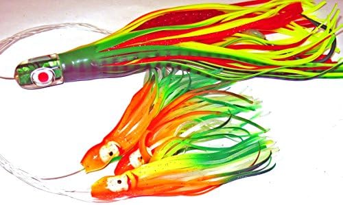 Tuna Bullet Daisy Chain: Red Eye Zucchini Triple Skirted Fishing Lure for All Tuna Mahi Wahoo Marlin