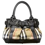Burberry Beaton House Check Canvas Black Leather Shoulder Bag 3201084 by Travel Gear