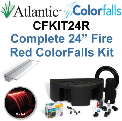 Atlantic Water Gardens CFKIT24R Complete Fire Red Colorfalls Lighted Falls Kit - 24" Spillway, Basin, Pump, Hose &amp; Fittings
