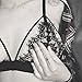JUNKE Women Translucent Sheer Lace Strap Camisole Bra Bustier Underwear (S)
