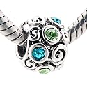 December Birthstone Flowers Beads Fits Pandora Charm Bracelet