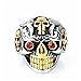 HIJONES Men's Retro Stainless Steel Gothic Skull Biker Ring with Red Eyes, Size 11