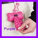 PURPLE - Bone-Shaped Waste Bag Holder With 5 ROLLS OF PICK-UP BAGS
