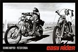 Easy Rider Movie (Dennis Hopper & Peter Fonda on Motorcycles, Black) Poster Print - 36x24