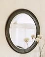 Bedroom Oval Wall Mirror Contemporary Style Wenge Finish