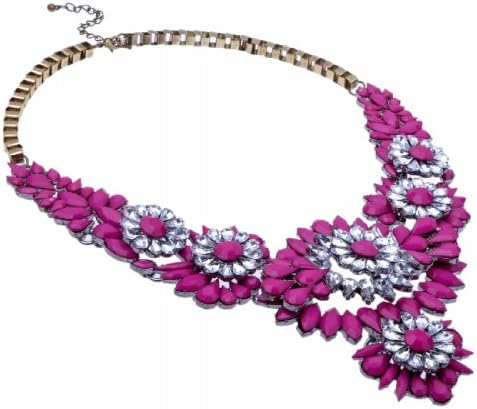 Fashion Gray Black Chain 4 Colors Resin Rhinestone Pendant Statement Necklace