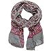 Bucasi Colorful Ikat Print Grey Scarf Orange Red Hot Pink Light Grey